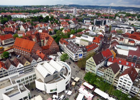 Bird's eye view of the town of Ulm